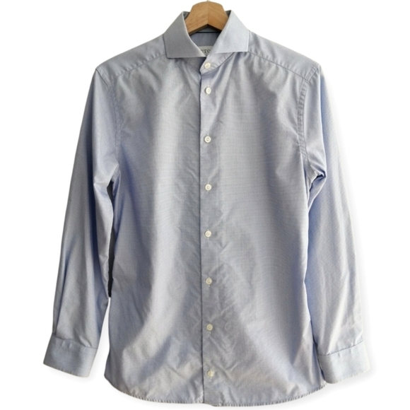 Eton Super Slim Fit Men's Dress Shirt Blue Dots 14.5 - Picture 16 of 16